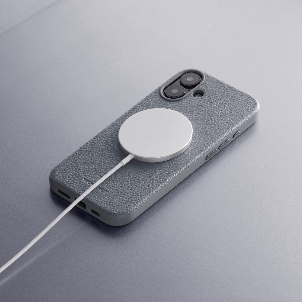 WOOLNUT iPhone 16 Plus Ægte Læder Cover - MagSafe Kompatibel - Grå