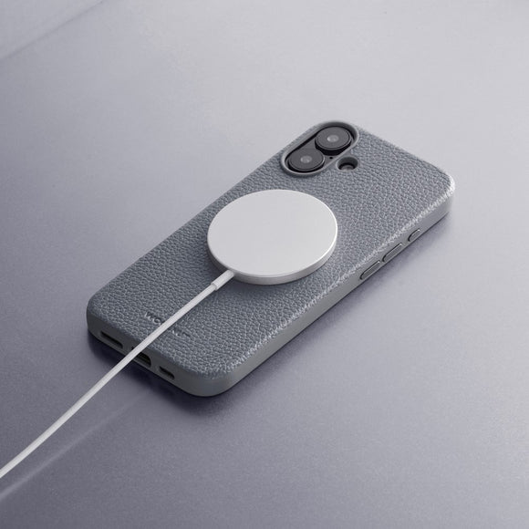 WOOLNUT iPhone 16 Plus Ægte Læder Cover - MagSafe Kompatibel - Grå