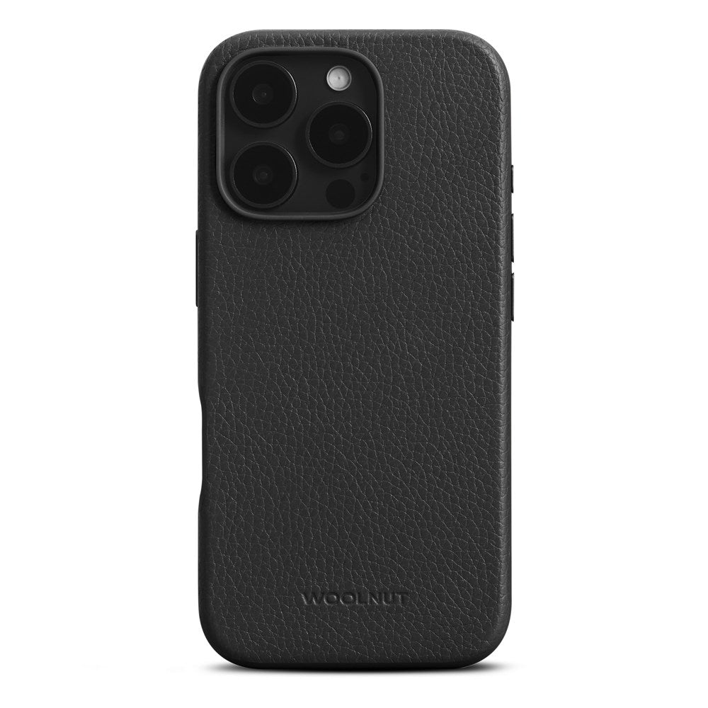 WOOLNUT iPhone 16 Pro Ægte Læder Cover - MagSafe Kompatibel - Sort