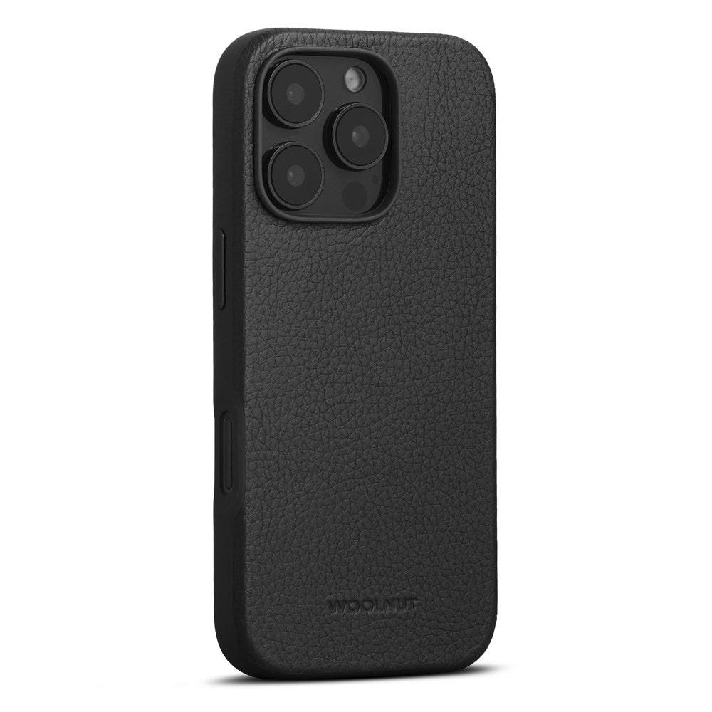 WOOLNUT iPhone 16 Pro Ægte Læder Cover - MagSafe Kompatibel - Sort
