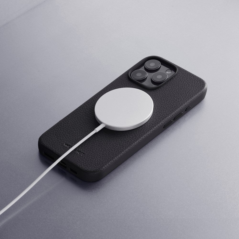 WOOLNUT iPhone 16 Pro Ægte Læder Cover - MagSafe Kompatibel - Sort