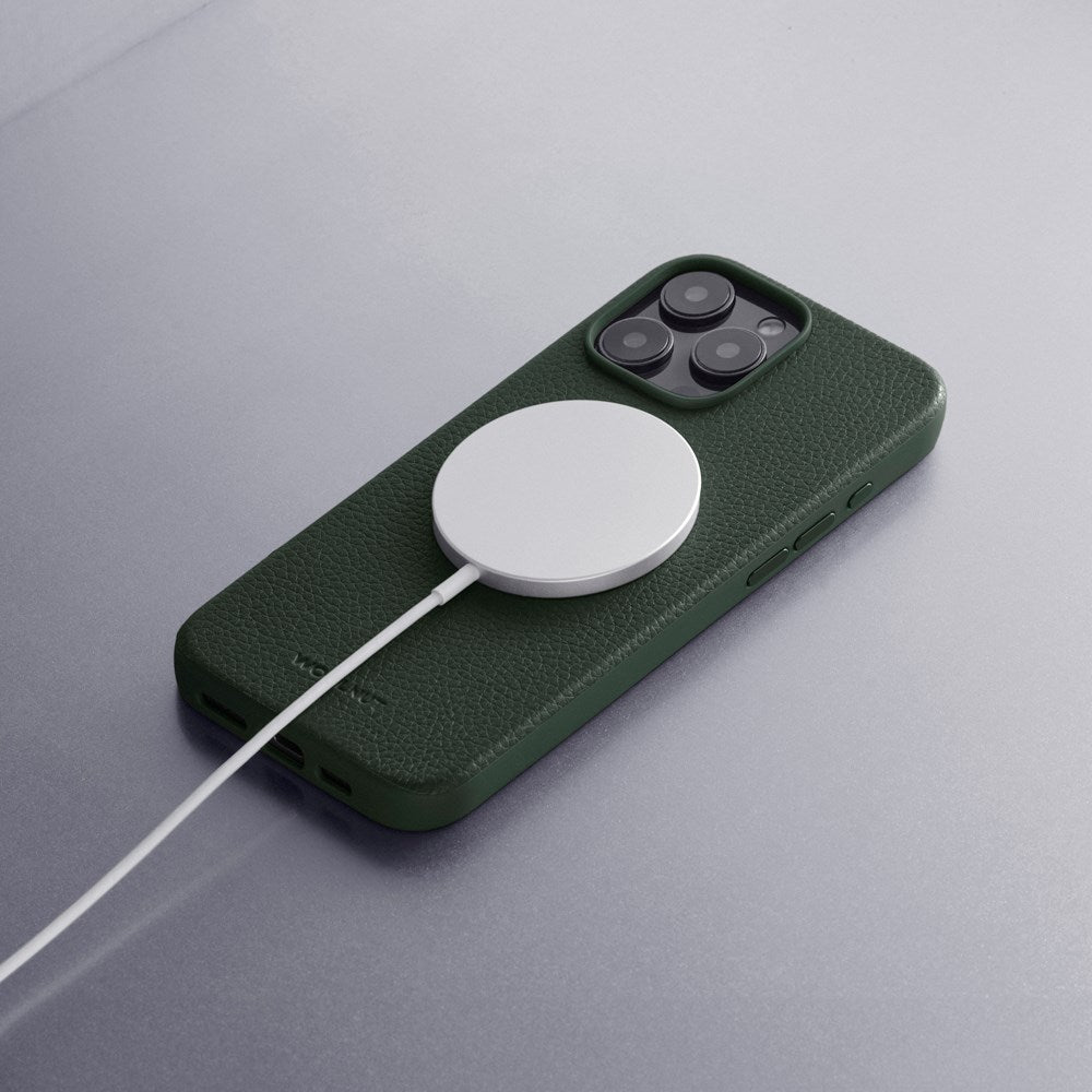 WOOLNUT iPhone 16 Pro Ægte Læder Cover - MagSafe Kompatibel - Grøn