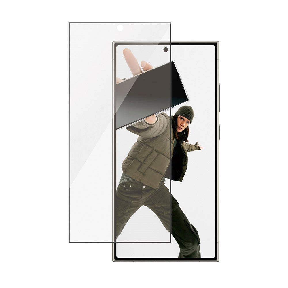 Samsung Galaxy S24 Ultra PanzerGlass Ultra Wide Fit Re:fresh Skærmbeskyttelse m. EasyAligner - Diamond Strength - Sort Kant