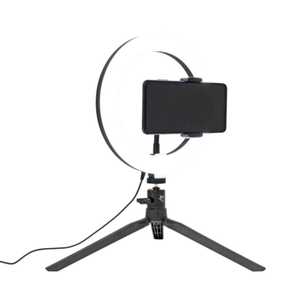 White Shark 1200lm Ring Light m. Tripod & Mobilholder - 20cm - Sort