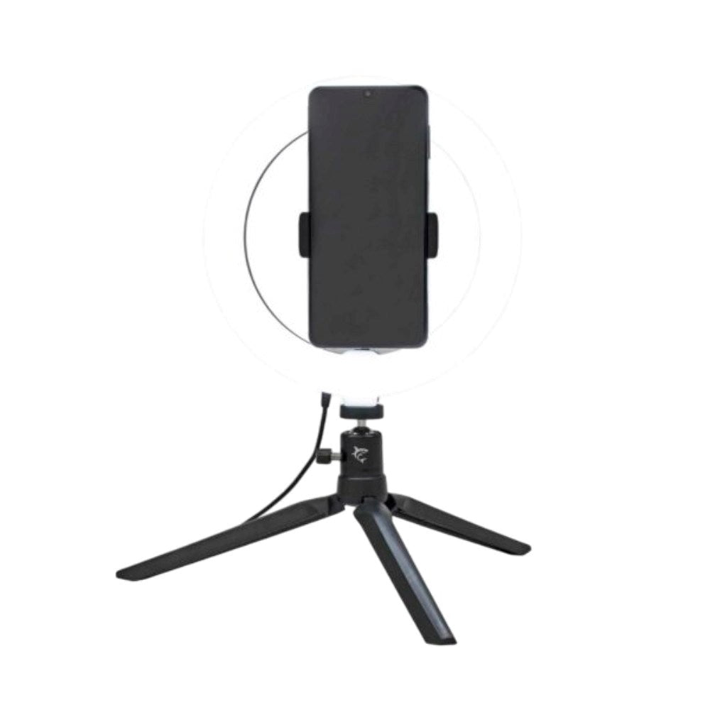White Shark 1200lm Ring Light m. Tripod & Mobilholder - 20cm - Sort
