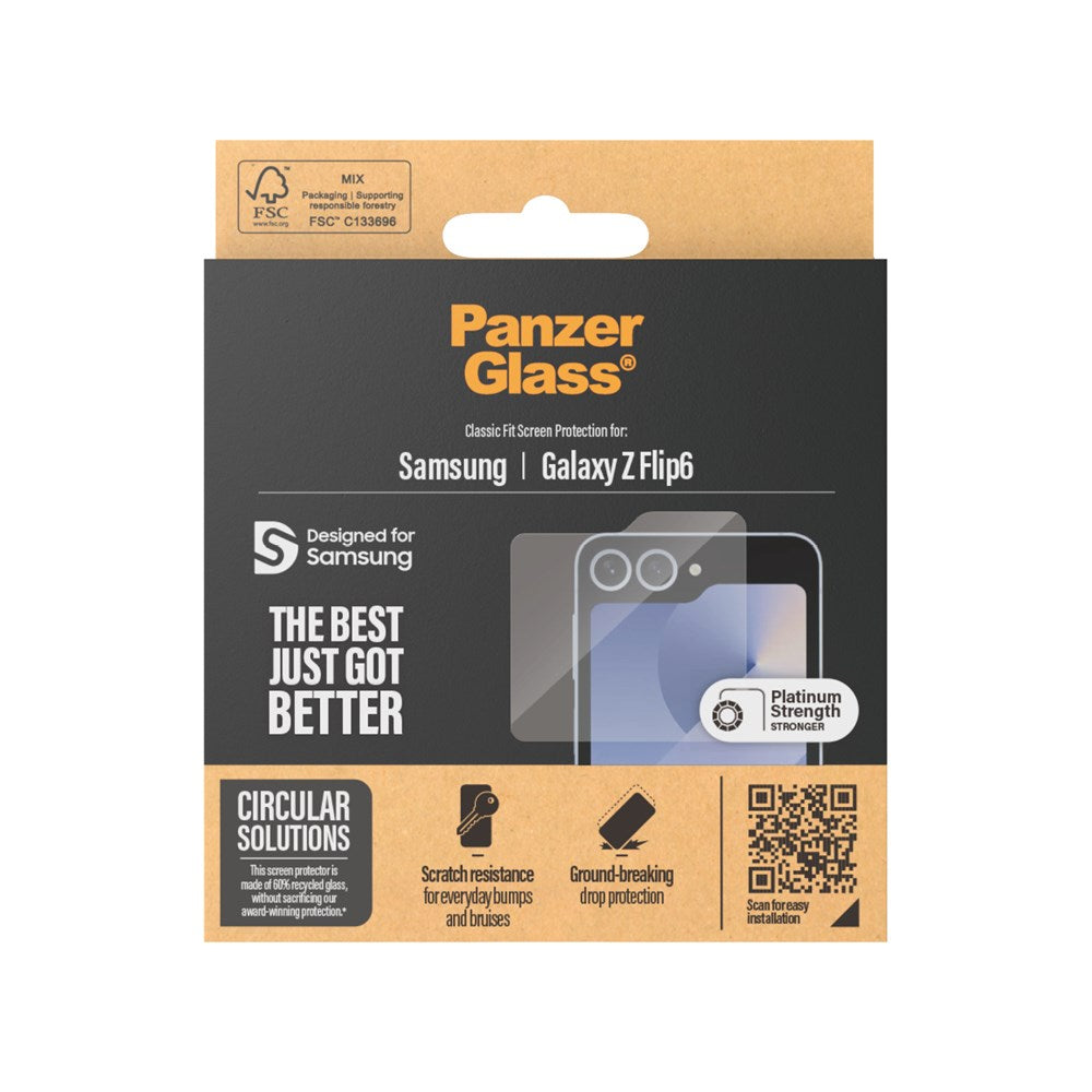 Samsung Galaxy Z Flip7 FE / Flip6 PanzerGlass Sub Screen Classic Fit Skærmbeskyttelse - Platinum Strength - Gennemsigtig