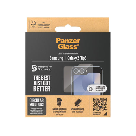 Samsung Galaxy Z Flip7 FE / Flip6 PanzerGlass Sub Screen Classic Fit Skærmbeskyttelse - Platinum Strength - Gennemsigtig