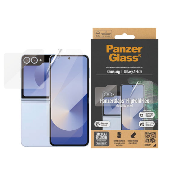 Samsung Galaxy Z Flip7 FE / Flip6 PanzerGlass FlipFoldFlex Skærmbeskyttelse - Platinum Strength - Gennemsigtig