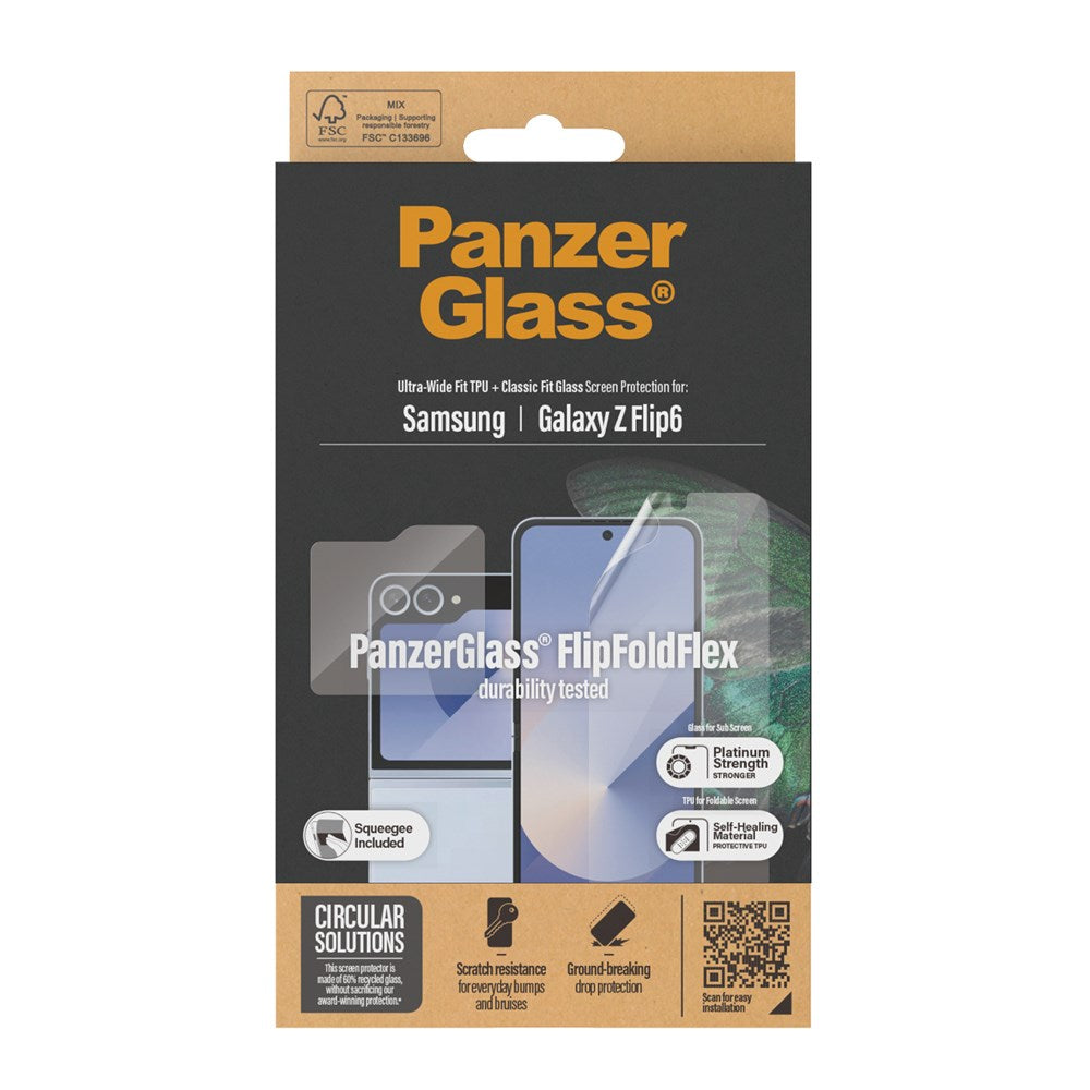 Samsung Galaxy Z Flip7 FE / Flip6 PanzerGlass FlipFoldFlex Skærmbeskyttelse - Platinum Strength - Gennemsigtig