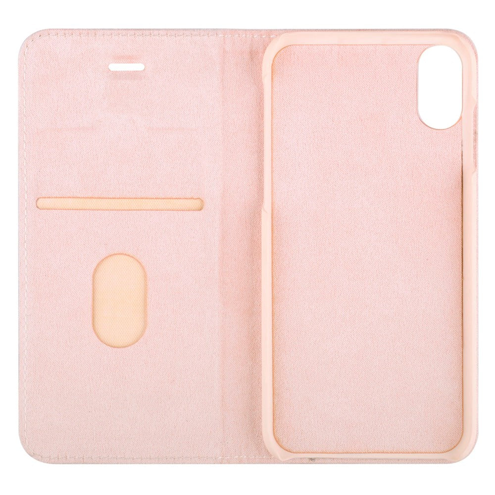 iPhone X / Xs La Vie Læder Flip Cover m. Kortholder - Lyserød
