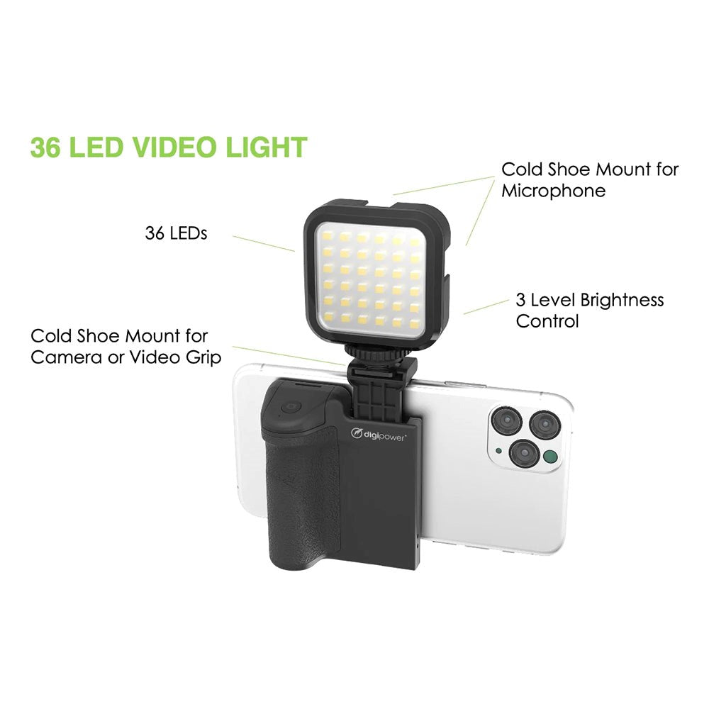 Digipower Follow Me Vlogging Kit m. Stativ til Smartphone m. Mikrofon og Fjernbetjening - Sort