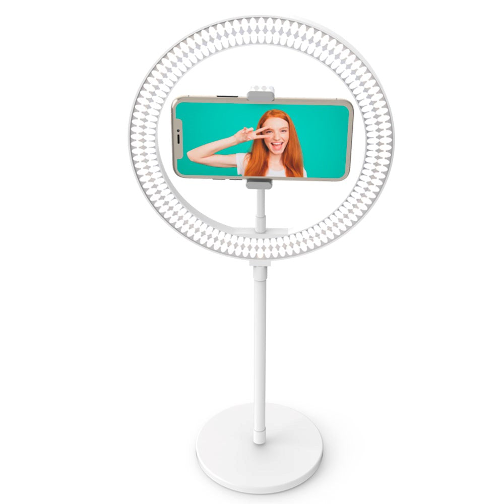 Digipower My Story 10" Ring Light Bordstander m. Fjernbetjening & Mobilholder - Hvid