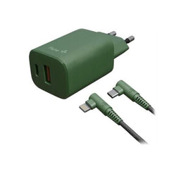Hune Kit m. 1 x 20W Vægoplader (USB-C & USB-A) & USB-C til Lightning Kabel (1.2m) - Grøn