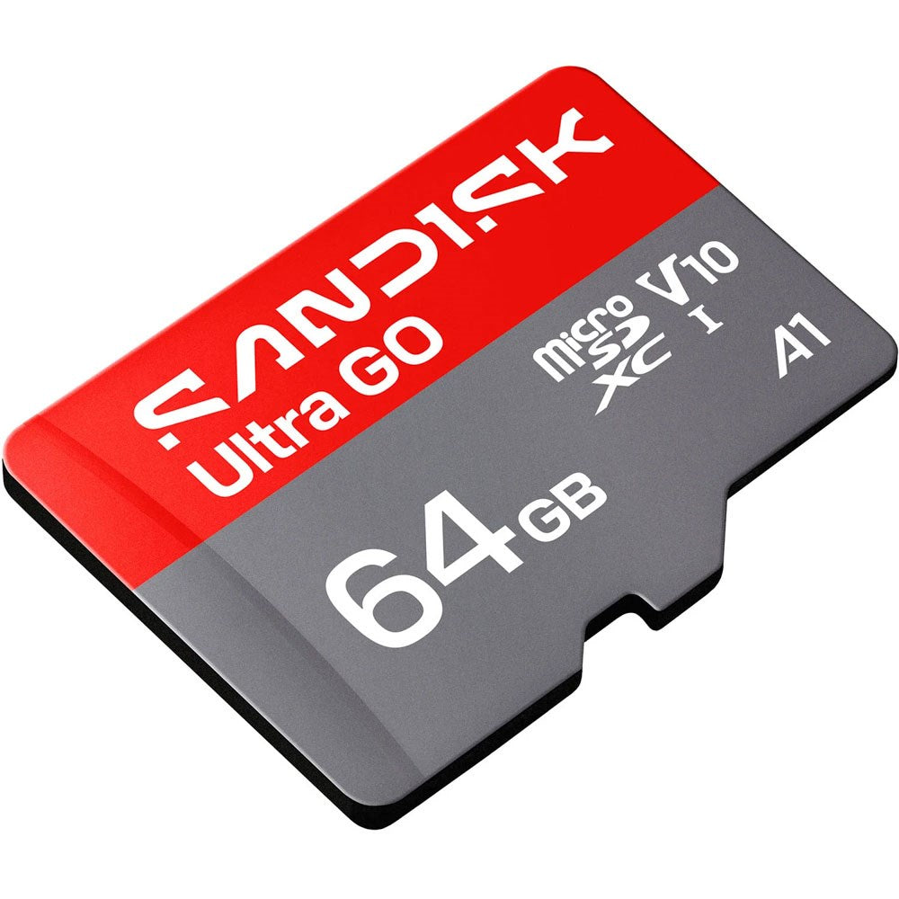 SanDisk Micro SD Ultra Go Hukommelseskort - 64GB - Rød / Grå
