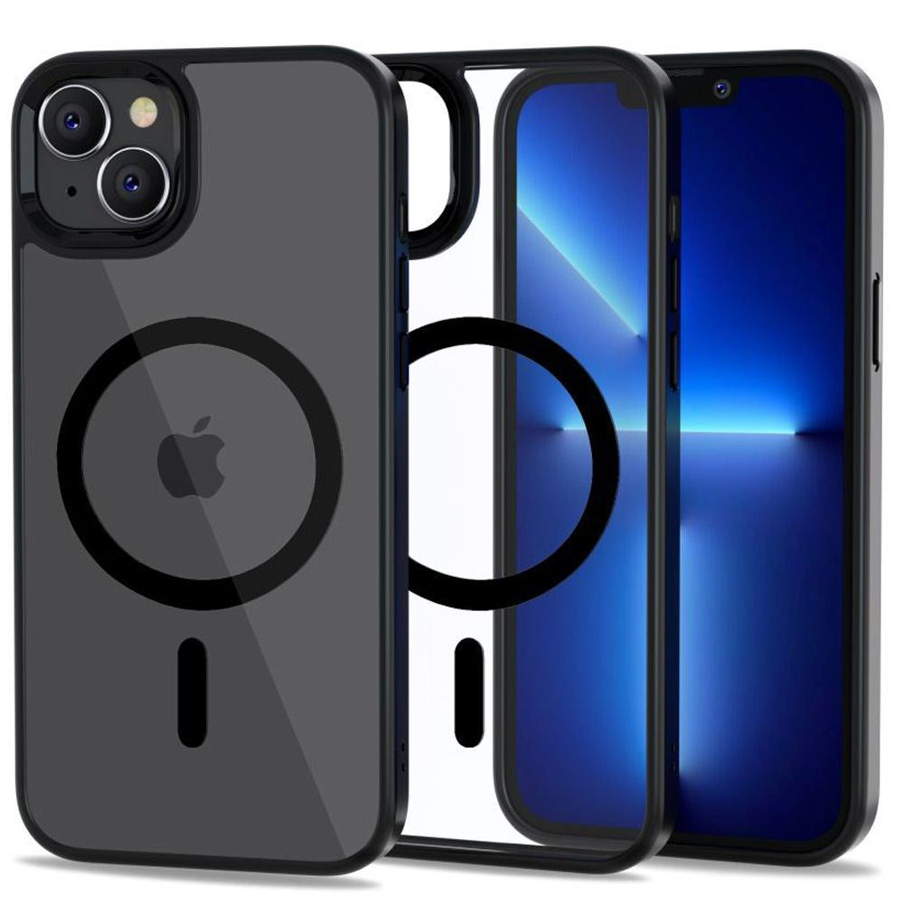 iPhone 14 Tech-Protect Magmat Cover - MagSafe Kompatibel - Gennemsigtig / Sort