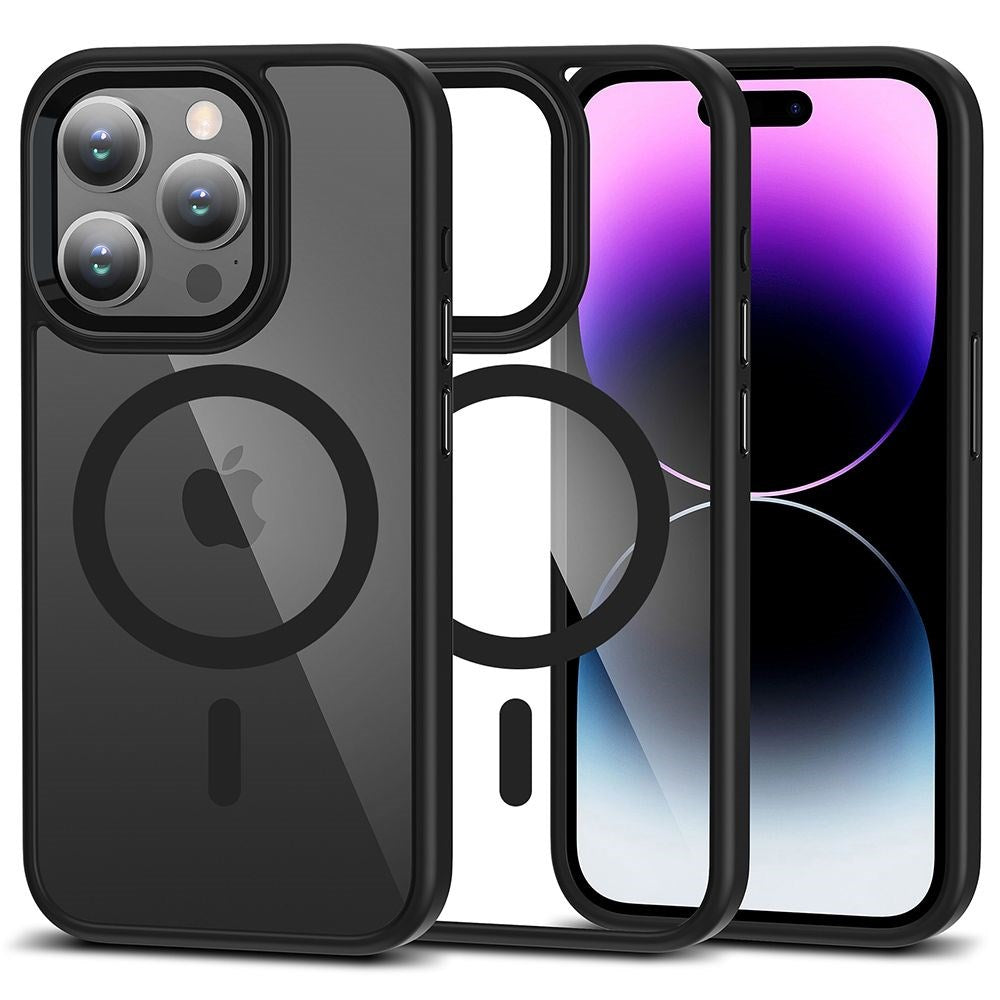 iPhone 15 Pro Tech-Protect Magmat Cover - MagSafe Kompatibel - Gennemsigtig / Sort
