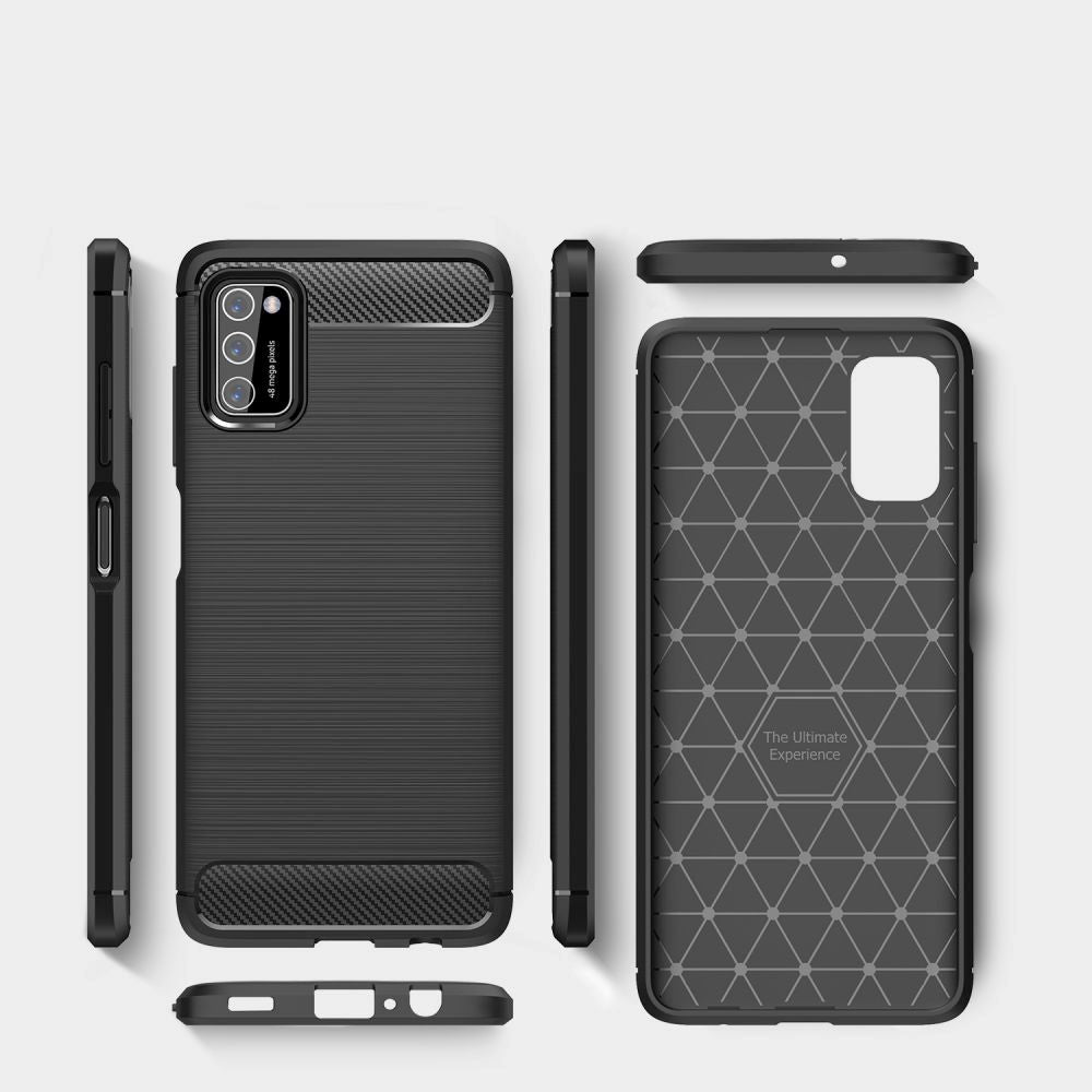 Samsung Galaxy A03s Tech-Protect Fleksibelt Plastik Carbon Cover - Sort