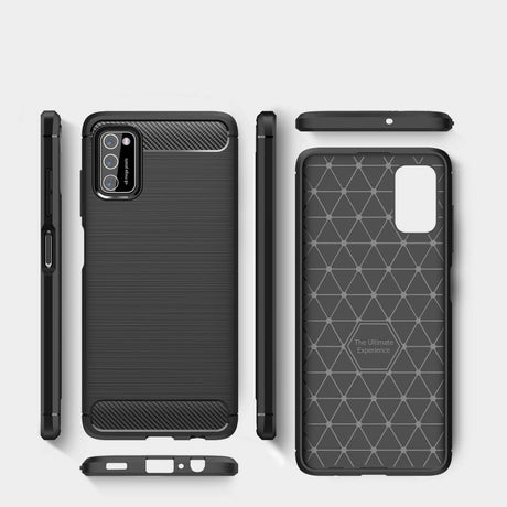 Samsung Galaxy A03s Tech-Protect Fleksibelt Plastik Carbon Cover - Sort