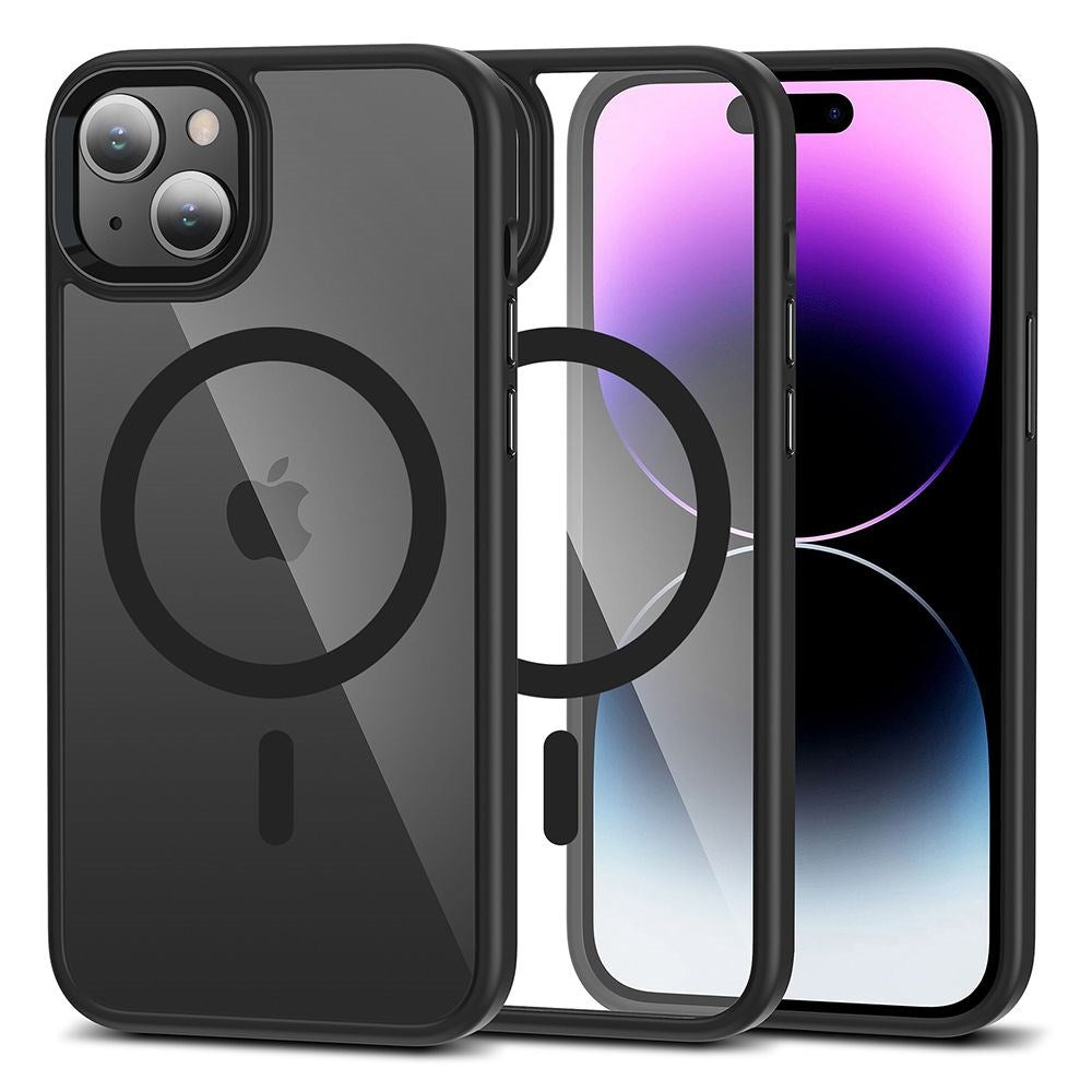 iPhone 15 Tech-Protect Magmat Cover - MagSafe Kompatibel - Gennemsigtig / Sort