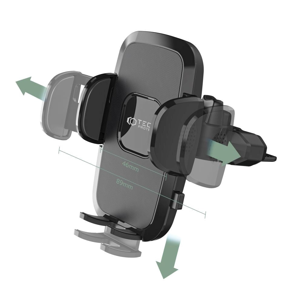 Tech-Protect Universal Mobilholder Til CD-slot - Max Mobil: 55 x 95mm - Sort
