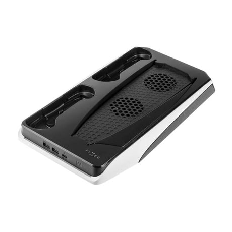 PS5 Stander m. Køling / 2 x USB-A / 2 x PS5 Controller Ladepladser - Sort / Hvid