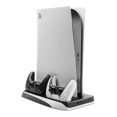 PS5 Stander m. Køling / 2 x USB-A / 2 x PS5 Controller Ladepladser - Sort / Hvid (DEMO)