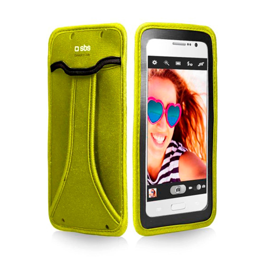 SBS Universal Handy Etui til Mobil - (Maks Mobil: 145 x 75 x 8 mm) - Neongrøn
