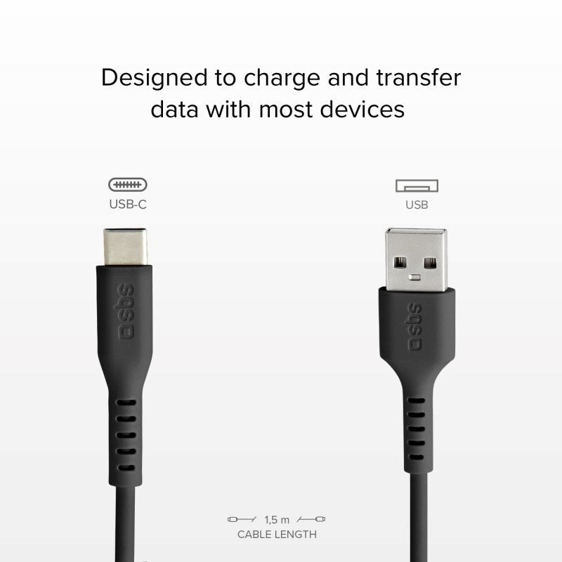 SBS USB-C Kabel - 1.5 Meter - 480 Mbit/s - Sort
