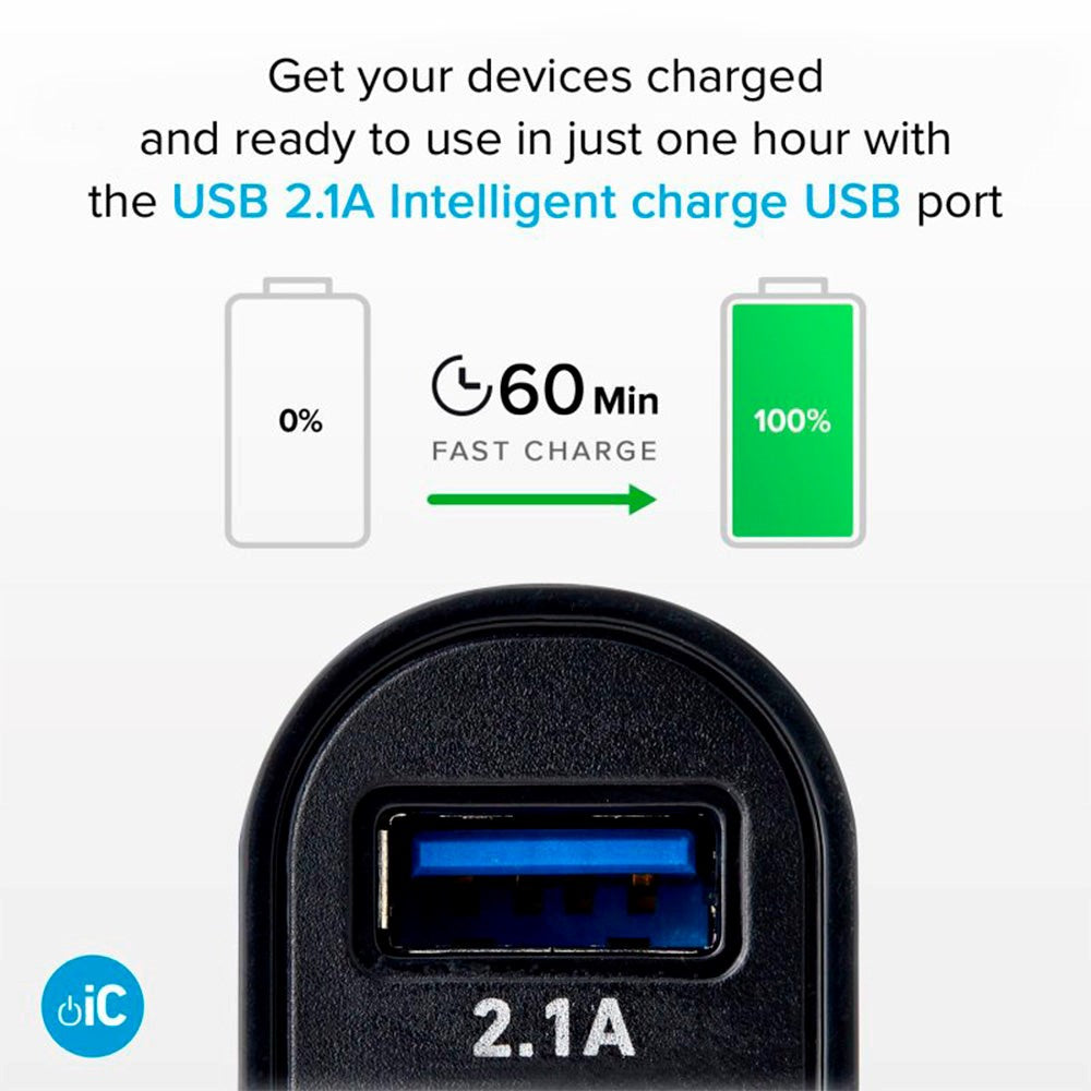 SBS 10W Biloplader Kit m. 2 x USB-A & USB-C Kabel - Sort
