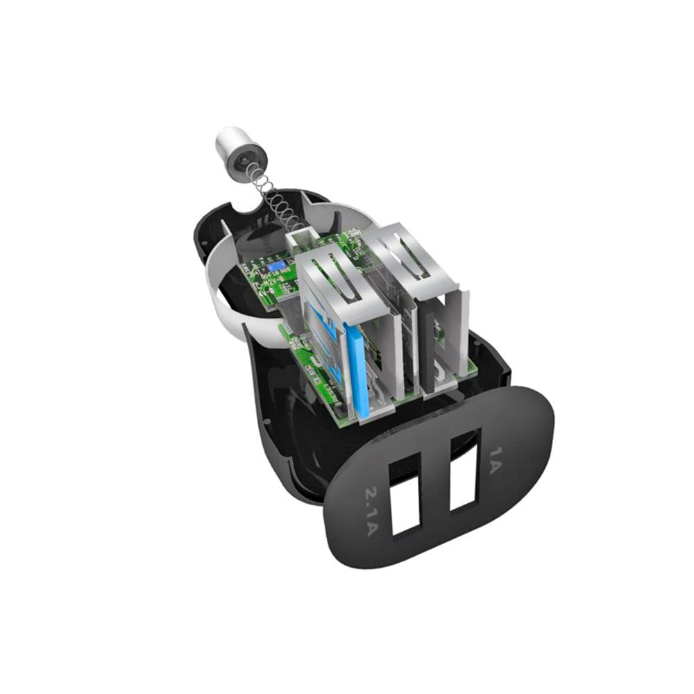 SBS 10W Biloplader Kit m. 2 x USB-A & USB-C Kabel - Sort