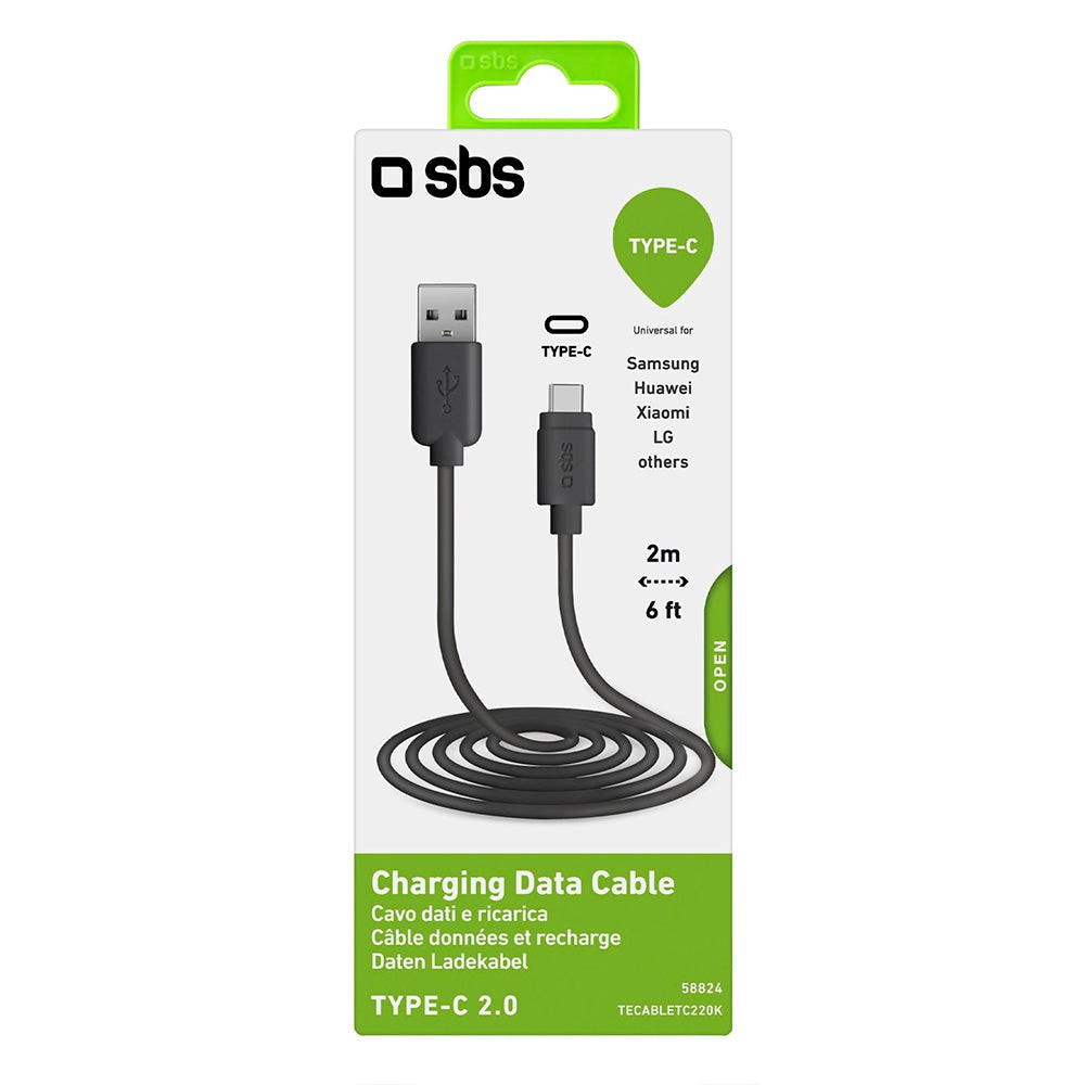 SBS USB-C Kabel - 2 Meter - 480 Mbit/s - Sort