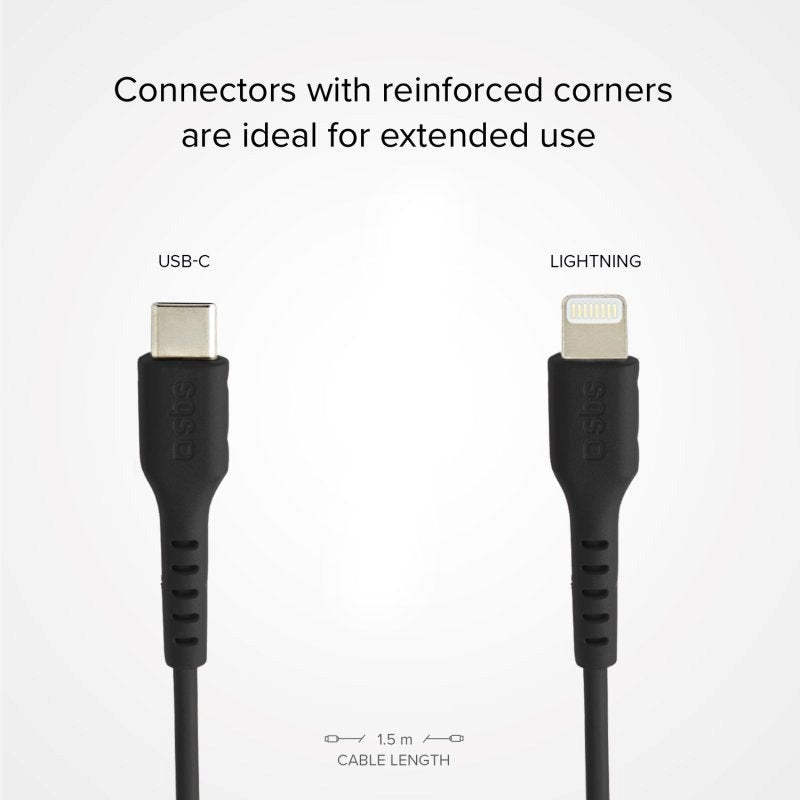 SBS USB-C til Lightning Kabel MFI - 1 Meter - 480 Mbit/s - Sort