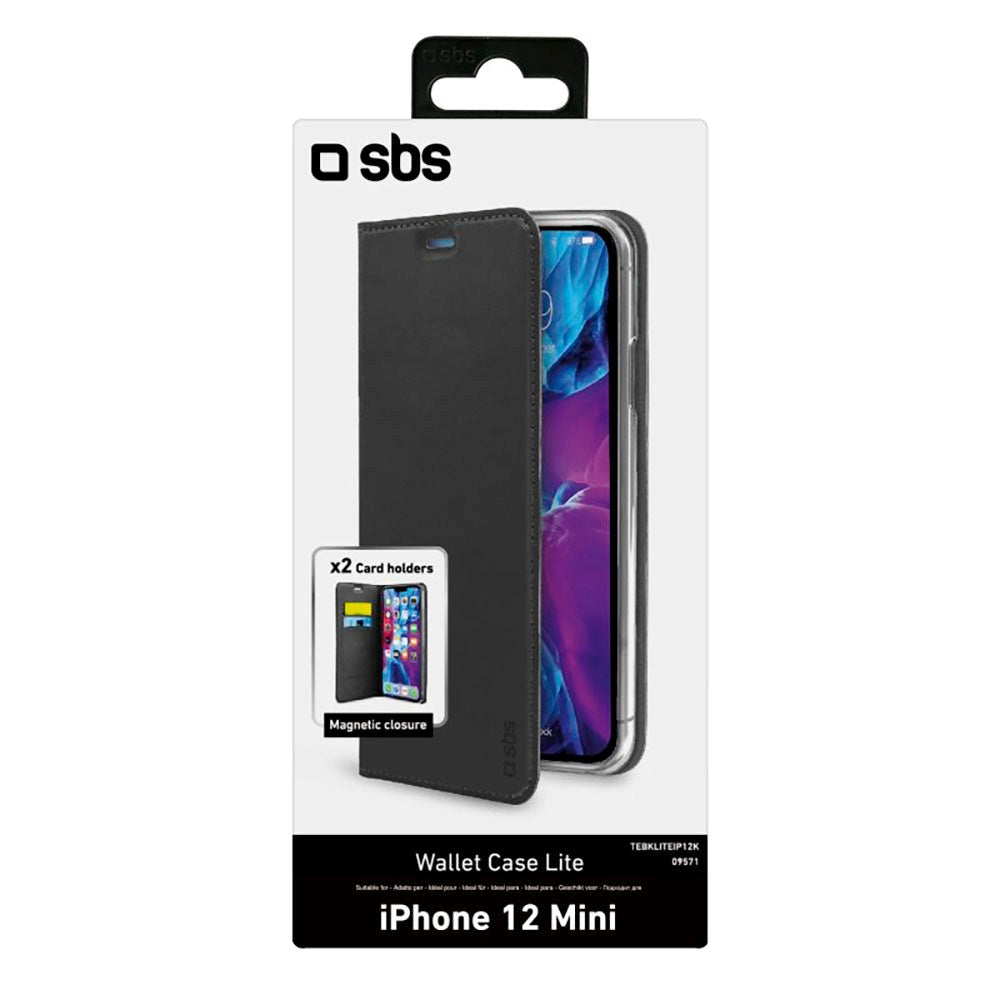 SBS iPhone 12 Mini Wallet Lite Cover - Sort