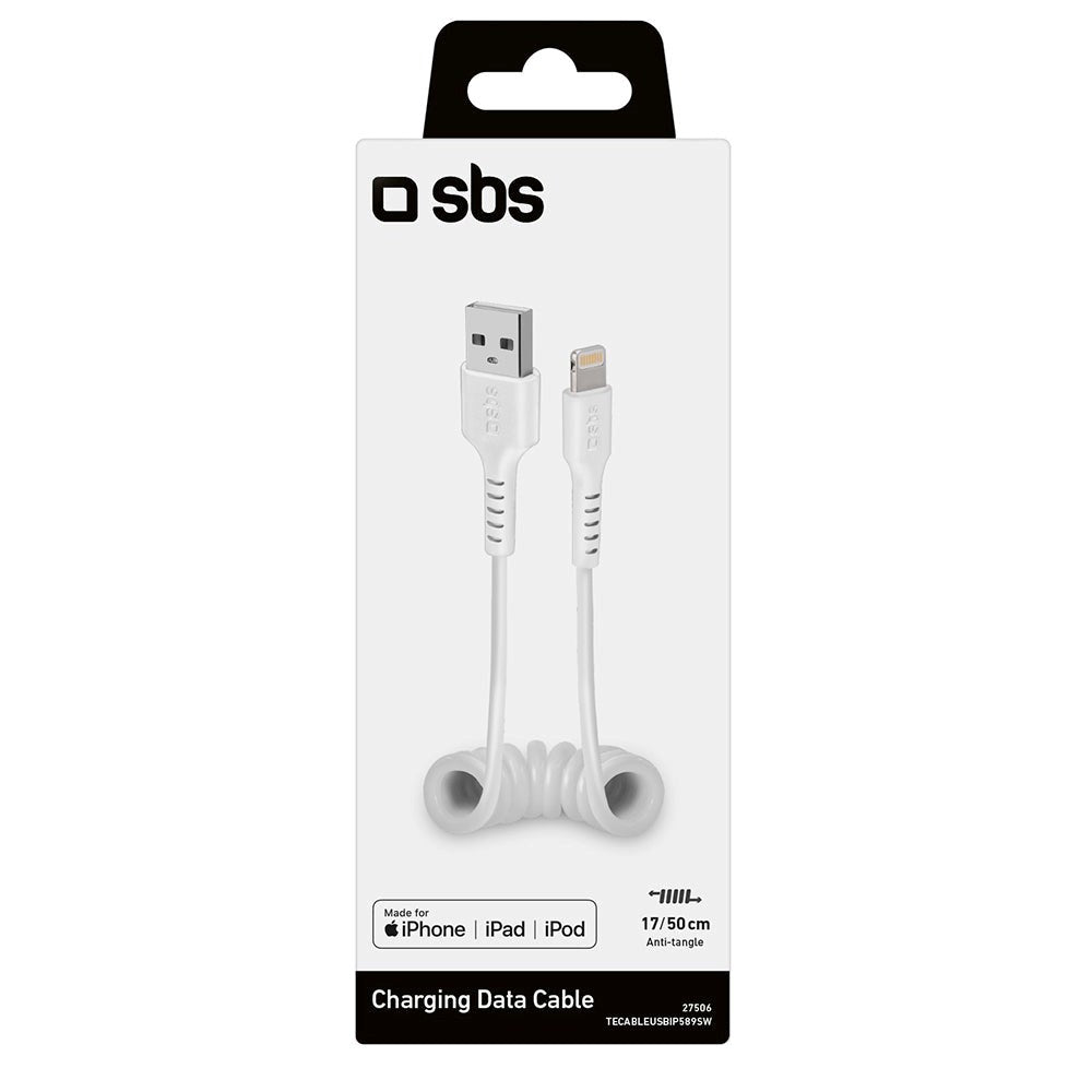 SBS USB-A til Lightning Telefon-ledning Kabel MFI - Maks 0.5 Meter - 480 Mbit/s - Hvid
