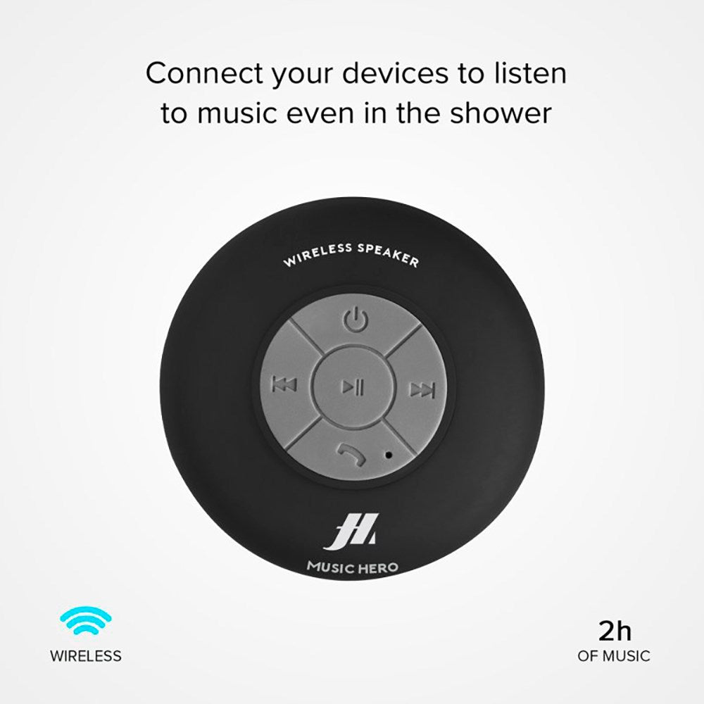 Music Hero Trådløs Bluetooth Højtaler med Sugekop - Sort