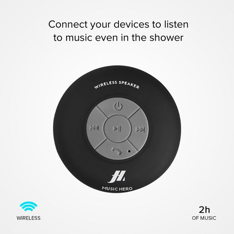 Music Hero Trådløs Bluetooth Højtaler med Sugekop - Sort
