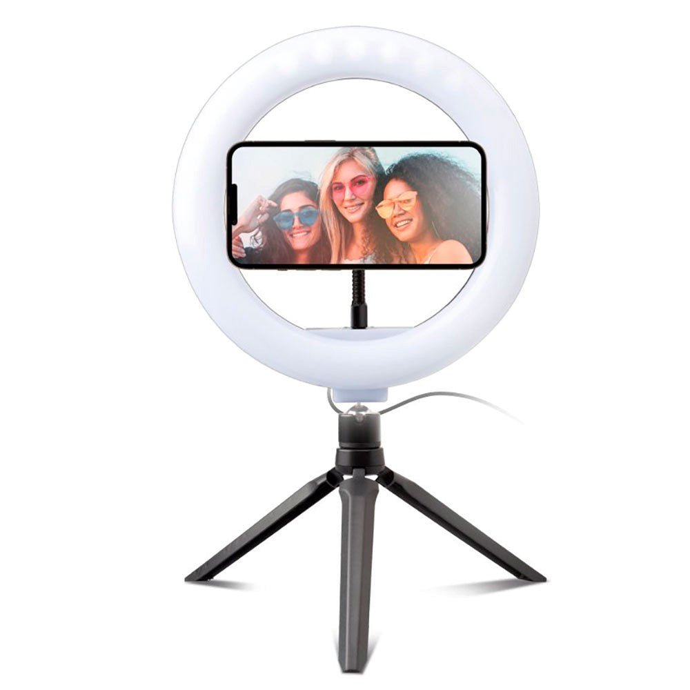 SBS LED Selfie Ring Light m. Tripod & Mobilholder - Sort
