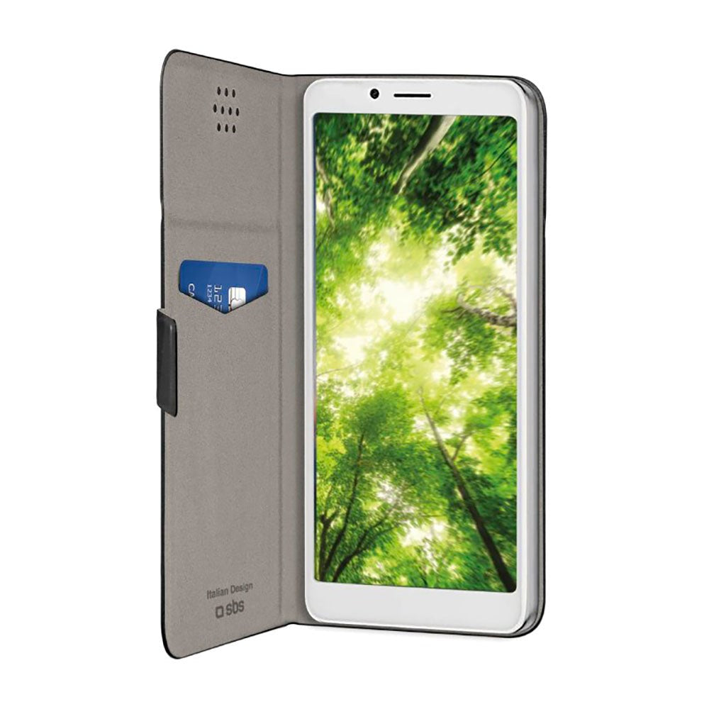 SBS Universal BookSlim Cover m. Kortholder - (Maks. Mobil: 170 x 80 mm) - Sort