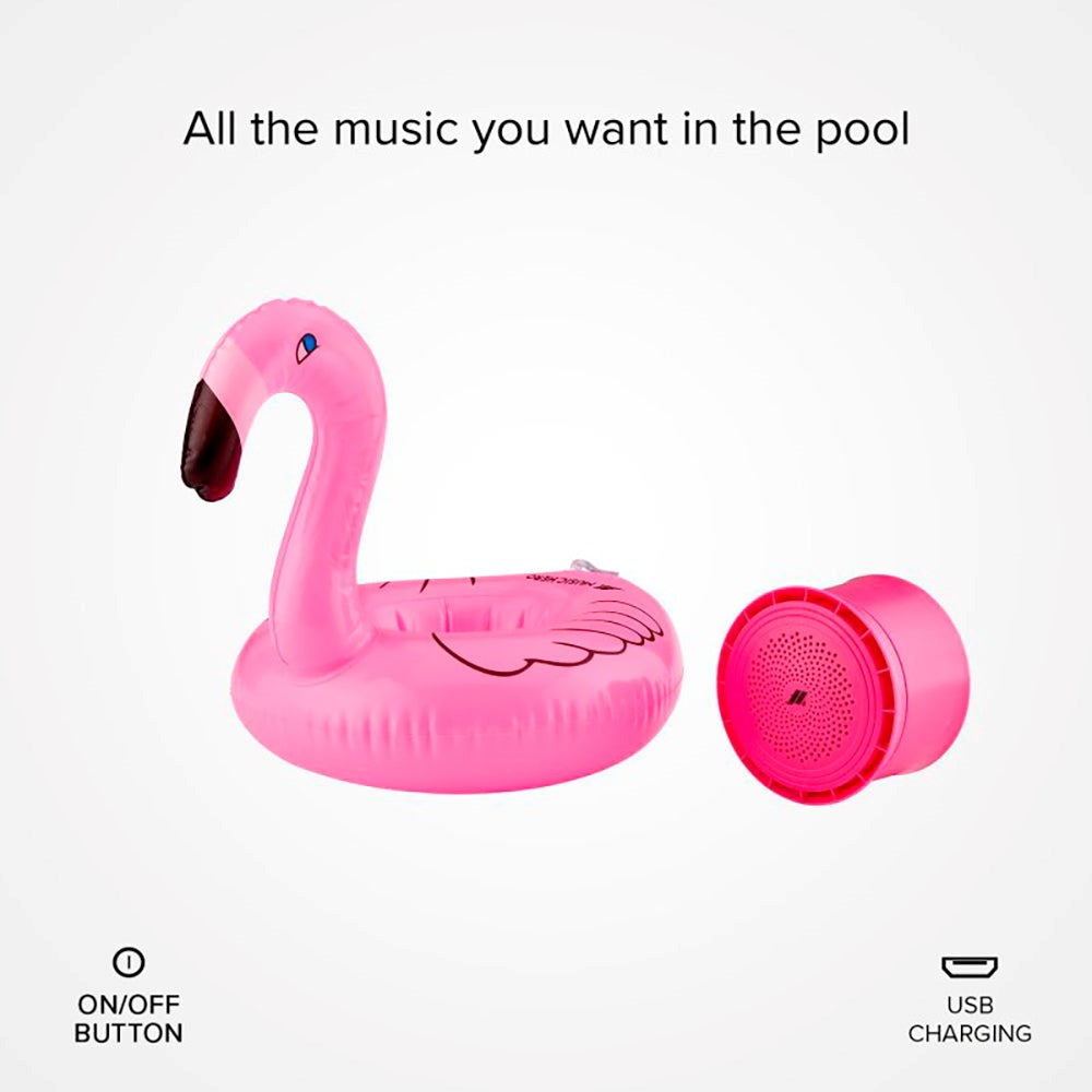 MUSIC HERO Trådløs Højtaler m. Oppustelig Badring - Flamingo