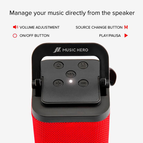 Music Hero Trådløs Bluetooth Højtaler med Mobilholder - Rød