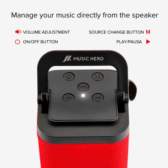 Music Hero Trådløs Bluetooth Højtaler med Mobilholder - Rød