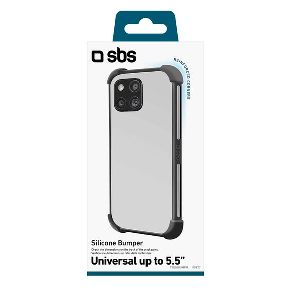SBS Universal Silicone Bumper Cover - (Maks. Mobil: 156 x 78 mm) - Sort