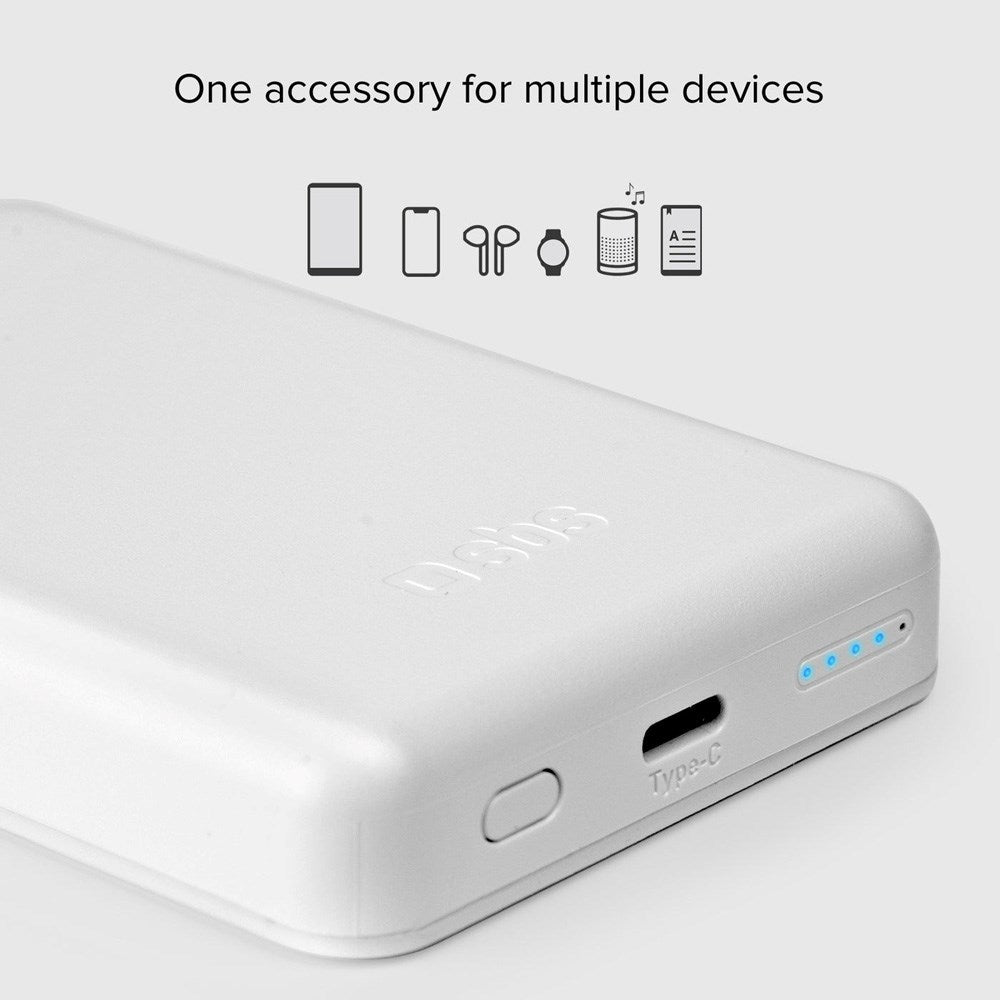 SBS Mag PowerBank 5000 mAh m. USB-C & Trådløs Opladning - Hvid