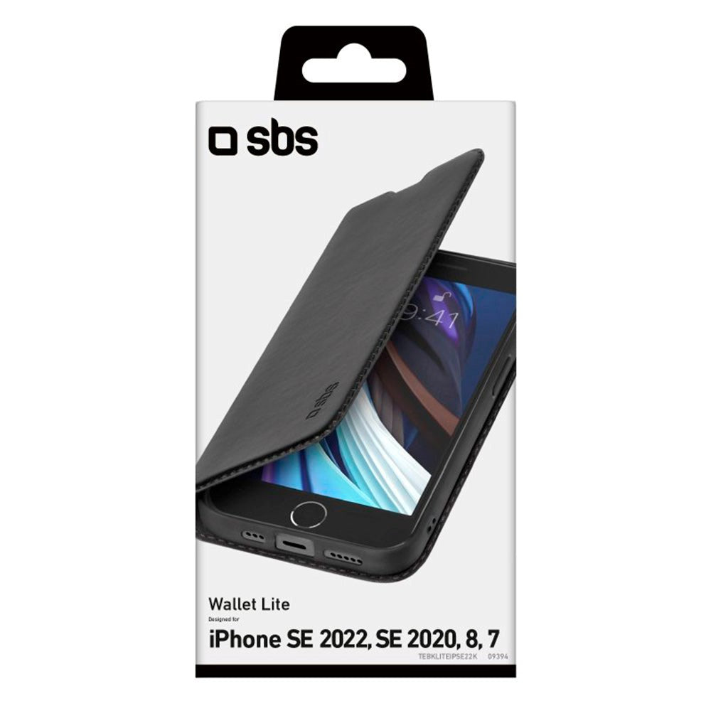 SBS iPhone SE (2022 / 2020) / 8 / 7 Wallet Lite Cover - Sort