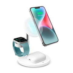 SBS 3-i-1 Magnetisk Trådløs Oplader - MagSafe Kompatibel - Hvid