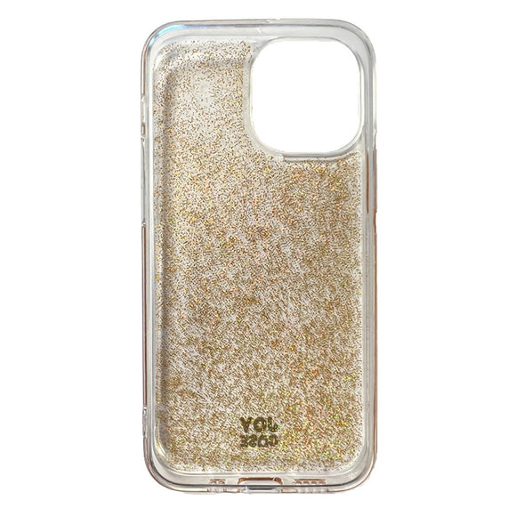 iPhone 13 Mini Joy Case Hybrid Glitter Cover - Gennemsigtig / Guld