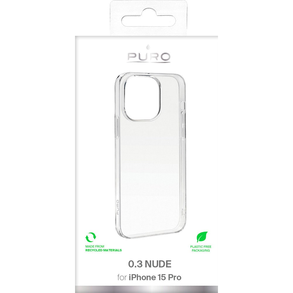 iPhone 15 Pro Puro "NUDE" Ultra Slim Cover 0.3 mm. Gennemsigtig