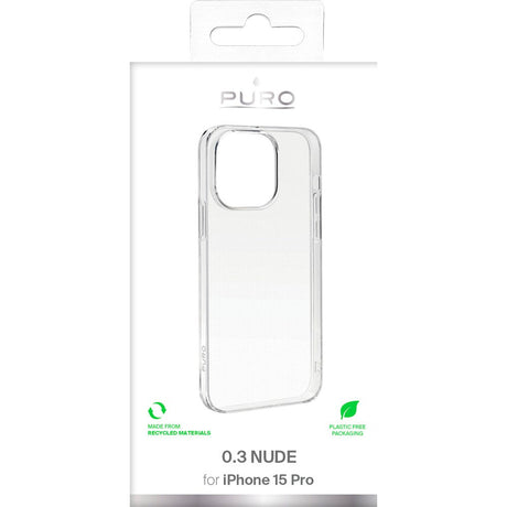 iPhone 15 Pro Puro "NUDE" Ultra Slim Cover 0.3 mm. Gennemsigtig