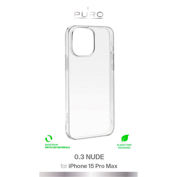 iPhone 15 Pro Max Puro "NUDE" Ultra Slim Cover 0.3 mm. Gennemsigtig