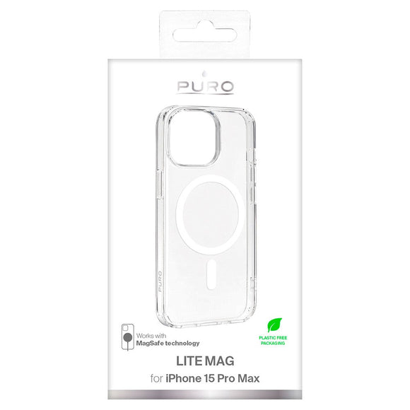 iPhone 15 Pro Max Puro Lite Mag Cover - MagSafe Kompatibel - Gennemsigtig / Hvid